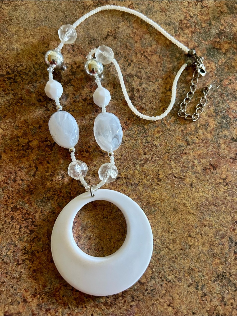 White Statement Pendant Necklace - Women Jewelry